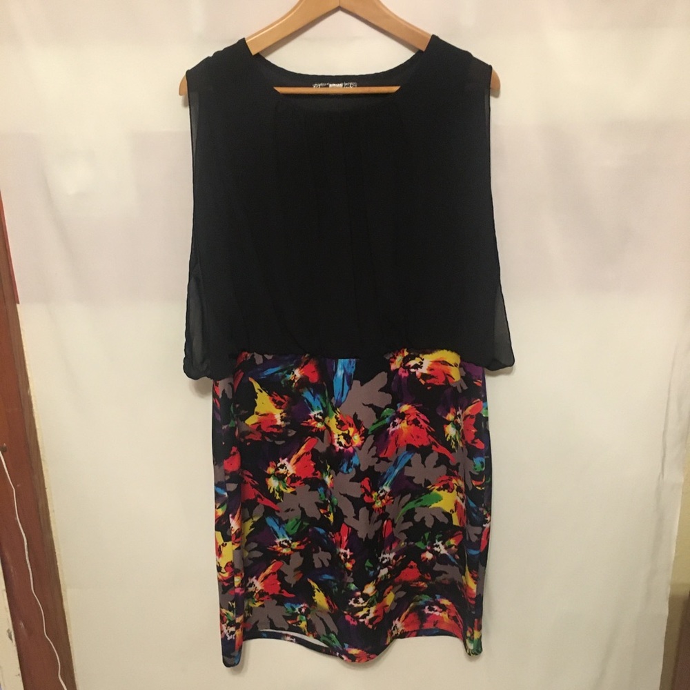 Lucy Diamonds Colorful Floral Sheer Dress
